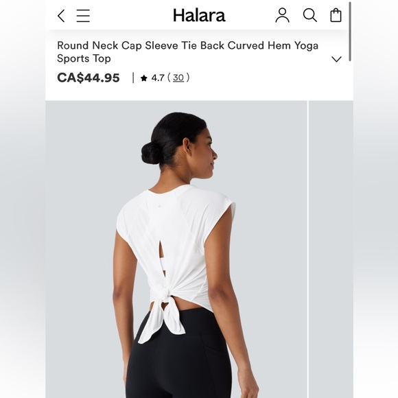 HALARA Tops - Halara Yoga Tee Large NWT Round Neck Cap Sleeve Tie Back Yoga Top MSRP $45